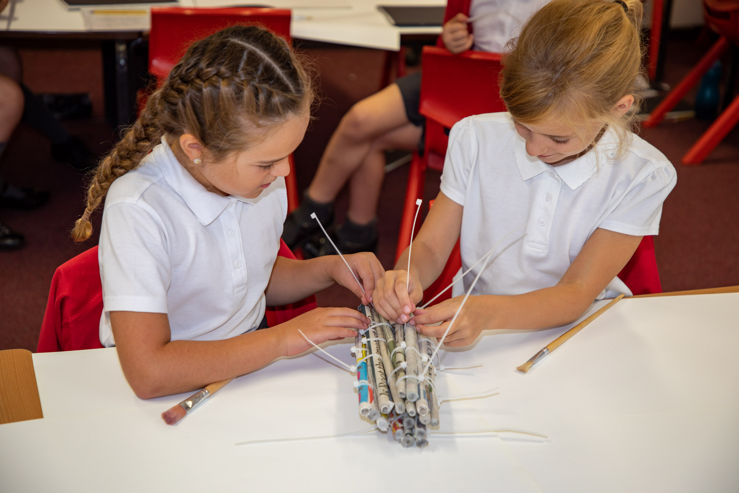 Pupils learn how to build rigidity and strength into their structures